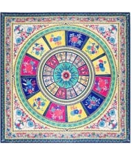 6 Colors Available Floral Pattern Round Disk 130*130 cm Artificial Silk Square Women Scarf