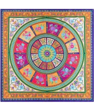 6 Colors Available Floral Pattern Round Disk 130*130 cm Artificial Silk Square Women Scarf