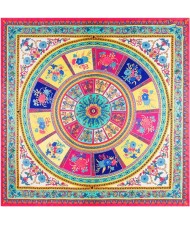 6 Colors Available Floral Pattern Round Disk 130*130 cm Artificial Silk Square Women Scarf