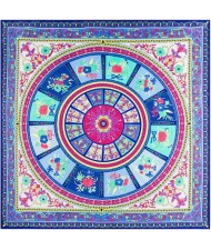 6 Colors Available Floral Pattern Round Disk 130*130 cm Artificial Silk Square Women Scarf