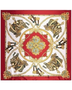 6 Colors Available Royal Fashion Saddle 130*130 cm Artificial Silk Square Women Scarf