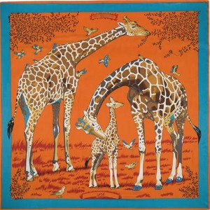 4 Colors Available Giraffes Fashion Design 130*130 cm Square Women Artificial Silk Scarf