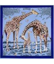 4 Colors Available Giraffes Fashion Design 130*130 cm Square Women Artificial Silk Scarf