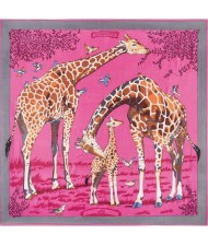 4 Colors Available Giraffes Fashion Design 130*130 cm Square Women Artificial Silk Scarf