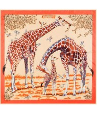 4 Colors Available Giraffes Fashion Design 130*130 cm Square Women Artificial Silk Scarf