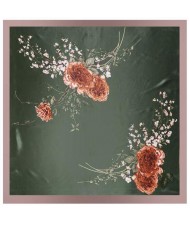 4 Colors Available Auspicious Flowers Vintage Fashion 90*90 cm Women Artificial Silk Square Scarf