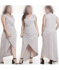 V-neck Sleeveless High Fashion Women Long Dress