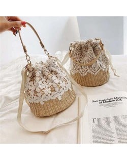 (2 Styles Available) White Lace Attached Elegant Weaving Fashion Women Handbag/ Shoulder Bag