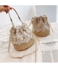 (2 Styles Available) White Lace Attached Elegant Weaving Fashion Women Handbag/ Shoulder Bag
