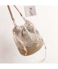 (2 Styles Available) White Lace Attached Elegant Weaving Fashion Women Handbag/ Shoulder Bag