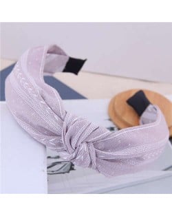 Plain Leaves Printing Bowknot Fashion Cloth Women Hair Hoop - White