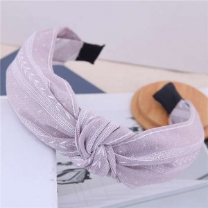 Plain Leaves Printing Bowknot Fashion Cloth Women Hair Hoop - White