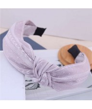 Plain Leaves Printing Bowknot Fashion Cloth Women Hair Hoop - White