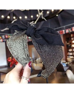 Shining Cloth Fashion Bowknot Design Women Hair Hoop - Golden
