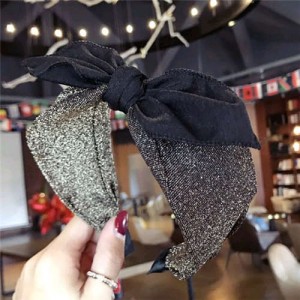 Shining Cloth Fashion Bowknot Design Women Hair Hoop - Golden