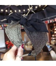 Shining Cloth Fashion Bowknot Design Women Hair Hoop - Golden