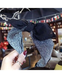 Shining Cloth Fashion Bowknot Design Women Hair Hoop - Silver