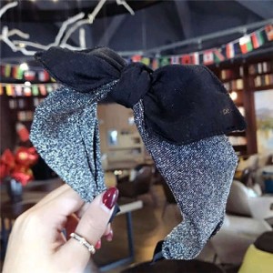 Shining Cloth Fashion Bowknot Design Women Hair Hoop - Silver