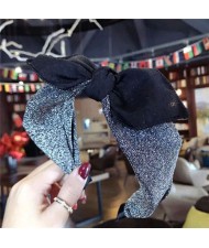 Shining Cloth Fashion Bowknot Design Women Hair Hoop - Silver