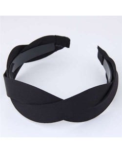 Korean Fashion Weaving Style Cloth Women Hair Hoop - Black