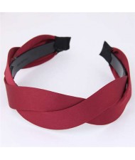 Korean Fashion Weaving Style Cloth Women Hair Hoop - Red