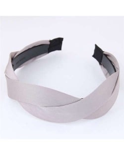 Korean Fashion Weaving Style Cloth Women Hair Hoop - Gray