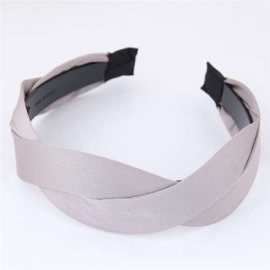 Korean Fashion Weaving Style Cloth Women Hair Hoop - Gray