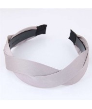 Korean Fashion Weaving Style Cloth Women Hair Hoop - Gray