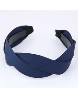Korean Fashion Weaving Style Cloth Women Hair Hoop - Dark Blue