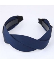 Korean Fashion Weaving Style Cloth Women Hair Hoop - Dark Blue
