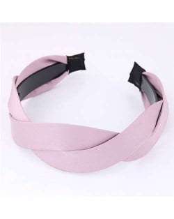 Korean Fashion Weaving Style Cloth Women Hair Hoop - Pink