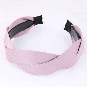 Korean Fashion Weaving Style Cloth Women Hair Hoop - Pink