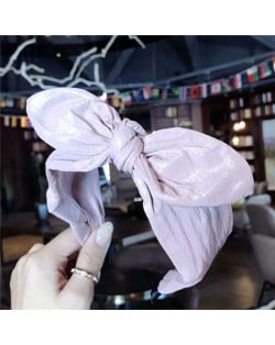 Leather Texture Bowknot Design Women Hair Hoop - Pink
