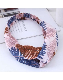 Tropical Trees Printing Women Cloth Hair Band - Blue
