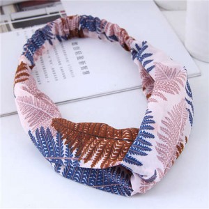 Tropical Trees Printing Women Cloth Hair Band - Blue
