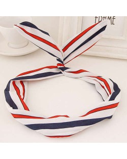 Korean Fashion Rabbit Ears Design Women Cloth Hair Band - Colorful Stripes