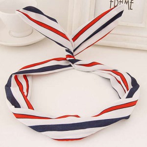 Korean Fashion Rabbit Ears Design Women Cloth Hair Band - Colorful Stripes