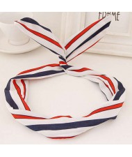 Korean Fashion Rabbit Ears Design Women Cloth Hair Band - Colorful Stripes