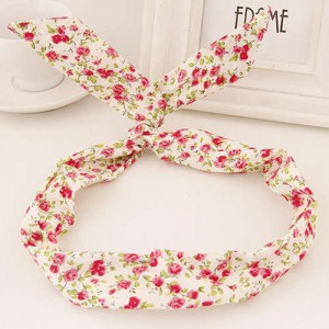 Korean Fashion Rabbit Ears Design Women Cloth Hair Band - Tiny Flowers Pattern