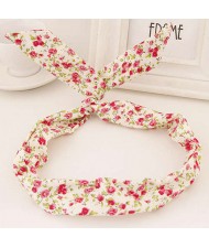 Korean Fashion Rabbit Ears Design Women Cloth Hair Band - Tiny Flowers Pattern