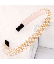 Beads and Crystal Embellished Korean Fashion Women Hair Hoop - Champagne
