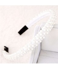 Beads and Crystal Embellished Korean Fashion Women Hair Hoop - White