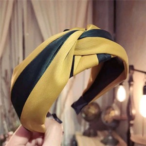 Contrast Color Bowknot Design High Fashion Cloth Women Hair Hoop - Yellow