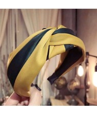 Contrast Color Bowknot Design High Fashion Cloth Women Hair Hoop - Yellow