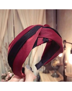 Contrast Color Bowknot Design High Fashion Cloth Women Hair Hoop - Red
