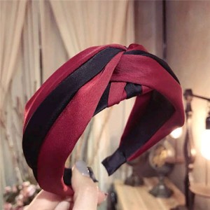 Contrast Color Bowknot Design High Fashion Cloth Women Hair Hoop - Red