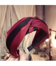 Contrast Color Bowknot Design High Fashion Cloth Women Hair Hoop - Red