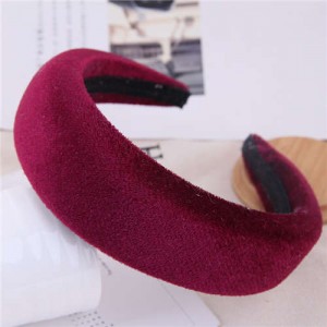 Velvet Thickened Design Women Hair Hoop - Wine Red