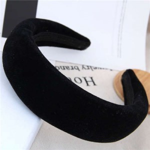 Velvet Thickened Design Women Hair Hoop - Black