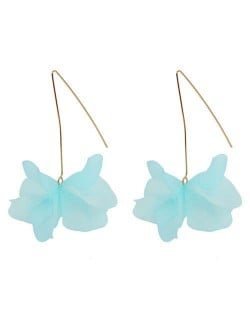 Creative Design High Fashion Dangling Flower Women Earrings - Sky Blue